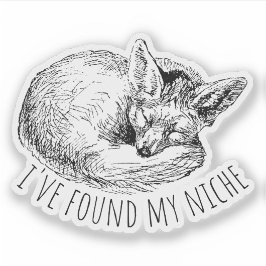 I've Found My Niche Cozy Napping Fox Sticker (Voorkant)