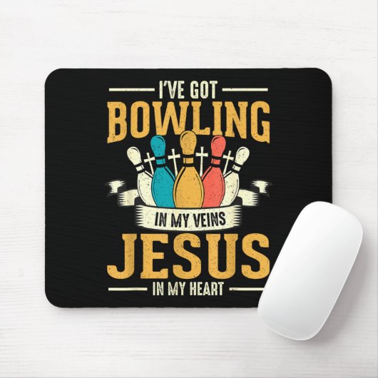 I've Got Bowling In My Veins Jesus In My Heart Muismat (Met muis)