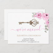  I've Moved Key Flowers New Address Announcement  Aankondigingskaart (Voorkant / Achterkant)