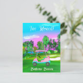 I've Moved Sunset Golf Course Pink Golf Cart  Briefkaart (Staand voorkant)