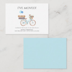 Ive Moved Waterverf Blue Bike Moving Aankondiging
