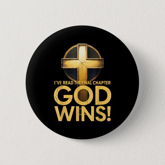 I've Read The Final Chapter God Wins Cross Christi Ronde Button 5,7 Cm (Voorkant)