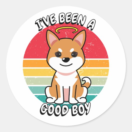 Ive was een goede jongen - oranje hond ronde sticker (Voorkant)