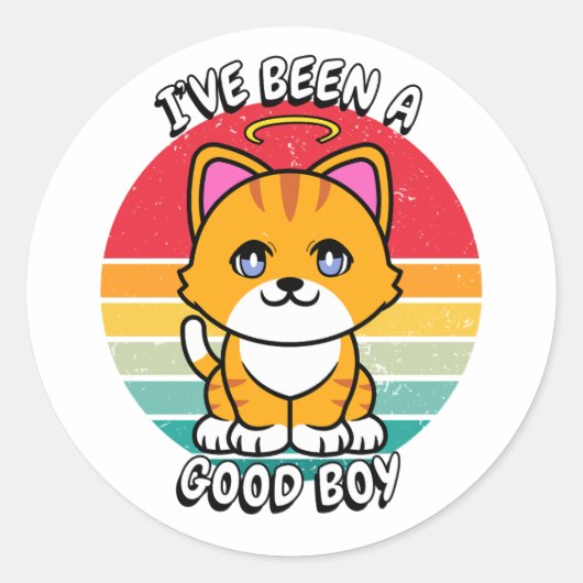 Ive was een goede jongen - oranje kat ronde sticker (Voorkant)
