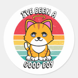 Ive was een goede jongen - oranje kat ronde sticker