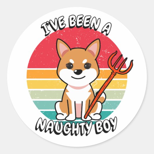 Ive was een stoute jongen - oranje hond ronde sticker (Voorkant)