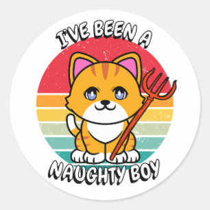 Ive was een stoute jongen - oranje kat ronde sticker