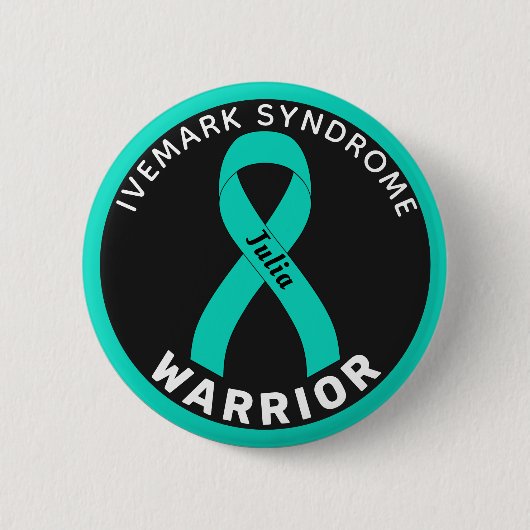 Ivemark Syndrome Warrior Ribbon Black Button (Voorkant)