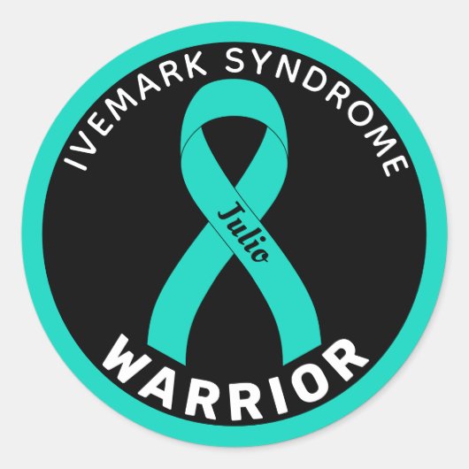Ivemark Syndrome Warrior Ribbon Black Ronde Sticker (Voorkant)