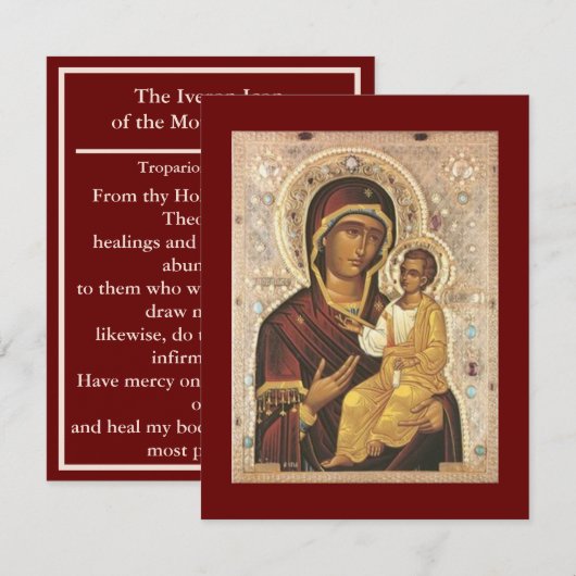 Iveron Pictogram - Moeder van God-icoon gebeiderfk Kaart (Voorkant / Achterkant)