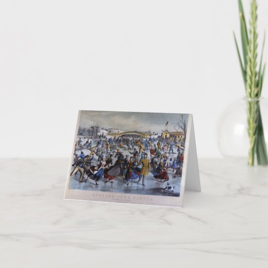 Ives Skating Pond Notecards Feestdagen Kaart (Voorkant)