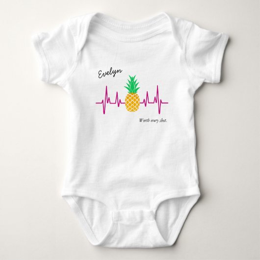 IVF Baby Ananas Hartslag met Naam v2 Romper (Voorkant)