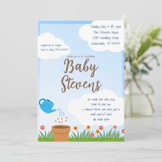 IVF Garden Babyshower Uitnodiging (Staand voorkant)