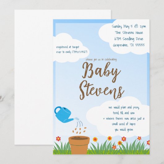 IVF Garden Babyshower Uitnodiging (Voorkant / Achterkant)