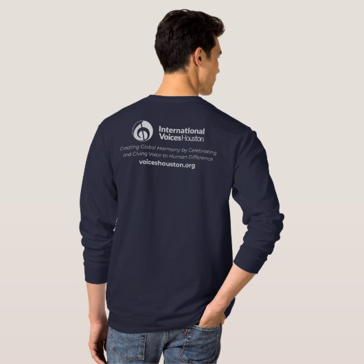 IVH T-shirt met lange mouwen (witte Logo on Navy) (Achterkant volledig)