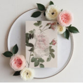 IVintage botanische roos bloemenbruiloft uitnodigi Kaart