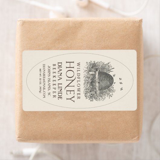 Ivoor 16oz Queenline Honey Label  Skep V3 (Insitu)