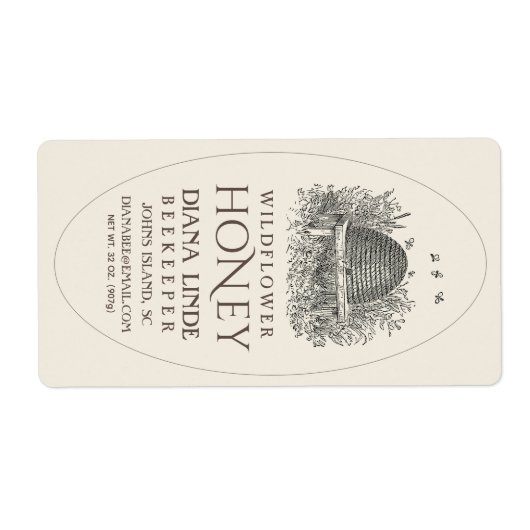 Ivoor 16oz Queenline Honey Label  Skep V3 (Voorkant)