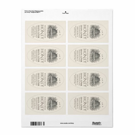 Ivoor 16oz Queenline Honey Label  Skep V3 (Full Sheet)
