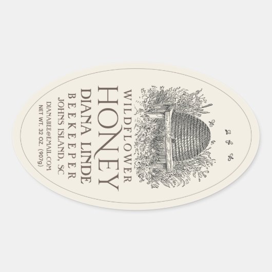 Ivoor 32 oz Queenline Honey Label  Skep V2 (Voorkant)