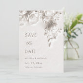 Ivoor 3D Bloemen Bruiloft Save The Date (Staand voorkant)