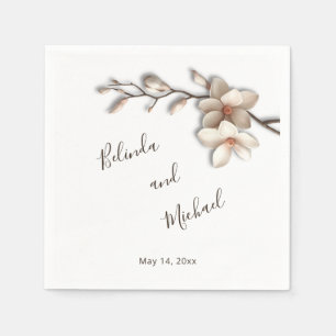 Ivoor 3D Magnolia Bloemen Trouwen Servet