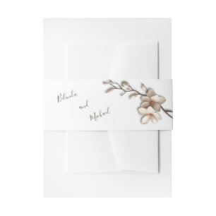 Ivoor 3D Magnolia Bloemen Trouwen Uitnodigingen Wikkel