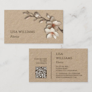 Ivoor 3D Magnolia Rustiek QR Code Visitekaartje