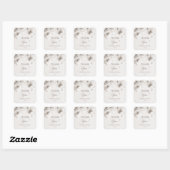 Ivoor 3D Rozen Trouw Bedankt Vierkante Sticker (Vel)