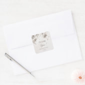 Ivoor 3D Rozen Trouw Bedankt Vierkante Sticker (Envelop)