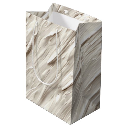 Ivoor Abstract Gestuctuurd Ontwerp Medium Cadeauzakje (Achterkant Gekanteld)