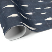 Ivoor Abstracte verf op marineblauw linnen Cadeaupapier (Rol Hoek)