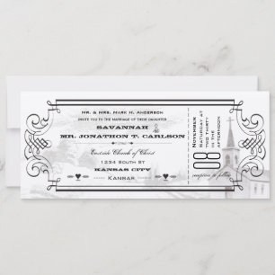 Ivoor Achtergrond Zwarte Letter Kapel Ticket Bruil Kaart