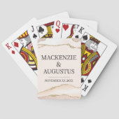 Ivoor Agaat & Goud Glitter Bruid en bruidegom Brui Pokerkaarten (Achterkant)