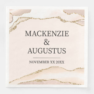 Ivoor Agaat & Goud Glitter Bruid en bruidegom Brui Servet