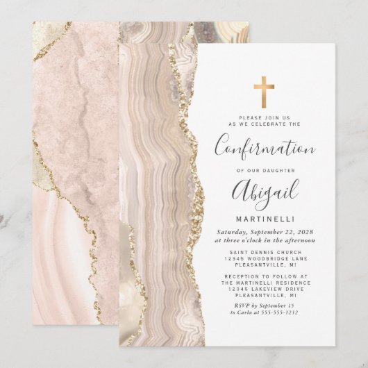 Ivoor Agate Goud Glitter Bevestiging Kaart (Voorkant / Achterkant)