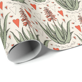 Ivoor Aloë Vera Veel Oranje Aloë Plant & Hart Cadeaupapier