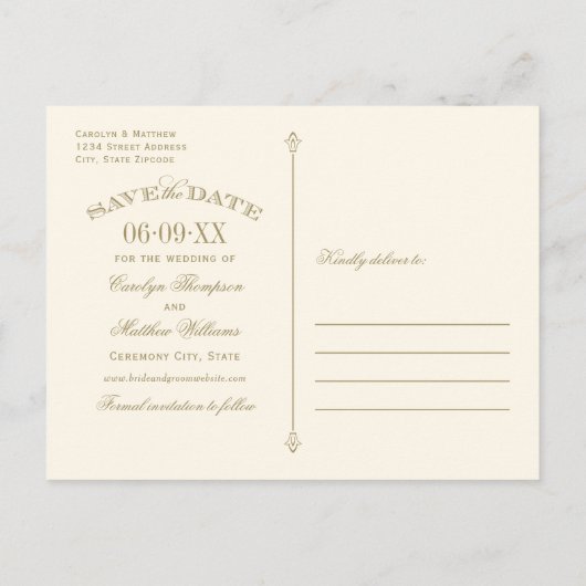 Ivoor Antiek Bloei Save the Date Aankondigingskaart (Achterkant)