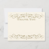 ivoor Antiek bloeien bruiloft dank u Notitiekaartje (Voorkant)