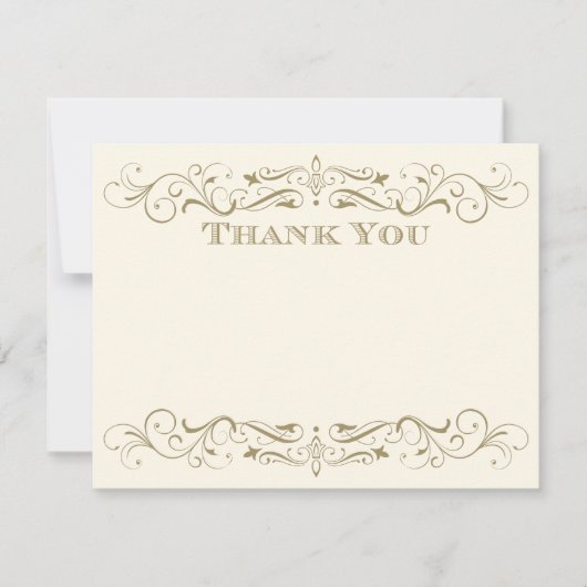 ivoor Antiek bloeien bruiloft dank u Notitiekaartje (Voorkant)