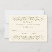  Ivoor Antiek Bloeiende Bruiloft RSVP Kaartje (Voorkant)
