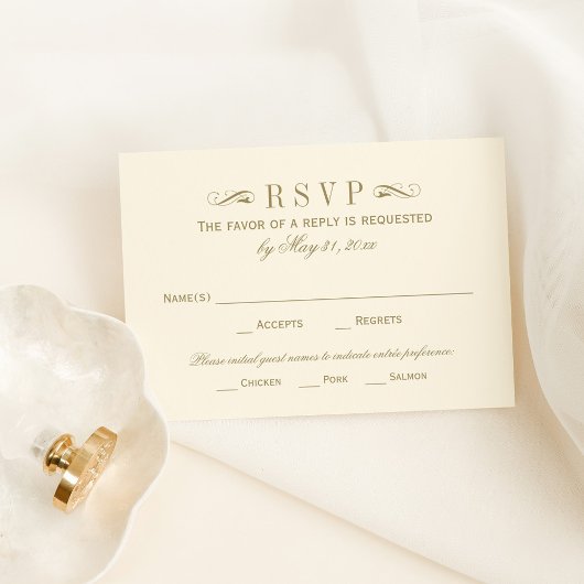 Ivoor Antiek Bloeiende Bruiloft RSVP Kaartje
