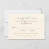 Ivoor Antiek Bloeiende Bruiloft RSVP Kaartje (Voorkant)