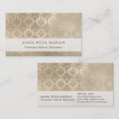 * Ivoor  Antiek verouderde iriserende damast Visitekaartje (Voorkant / Achterkant)