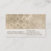 * Ivoor  Antiek verouderde iriserende damast Visitekaartje (Achterkant)