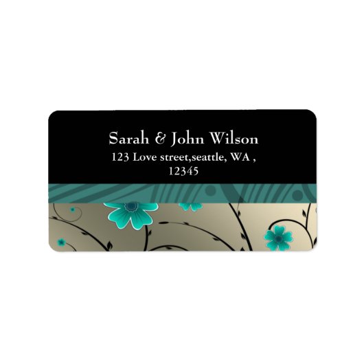 ivoor aqua floral return address label (Voorkant)