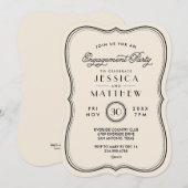 Ivoor Art Deco Verlovingsfeest Kaart (Voorkant / Achterkant)