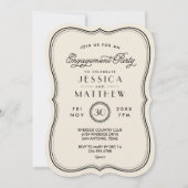  Ivoor Art Deco Verlovingsfeest Kaart (Voorkant)