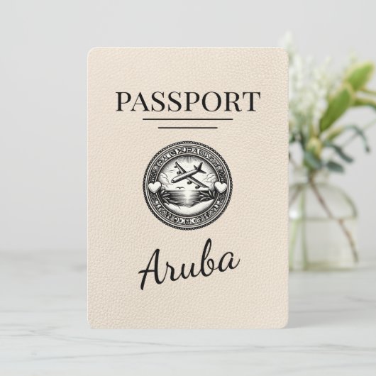 Ivoor Aruba Passport Bewaar de datum Save The Date (Staand voorkant)