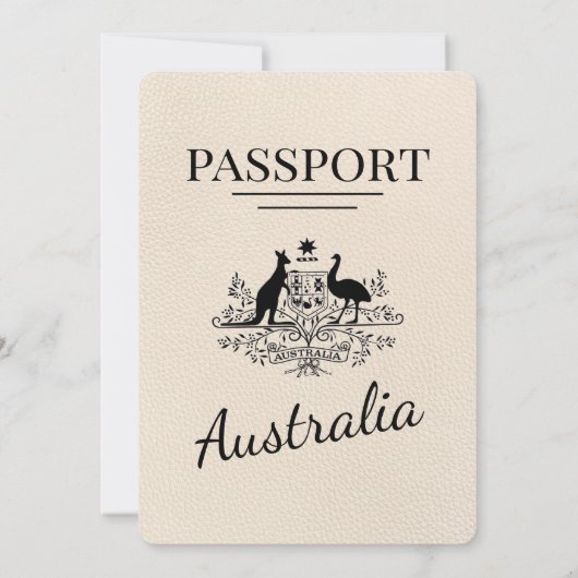 Ivoor Australië Paspoort bruiloft uitnodiging (Achterkant)
